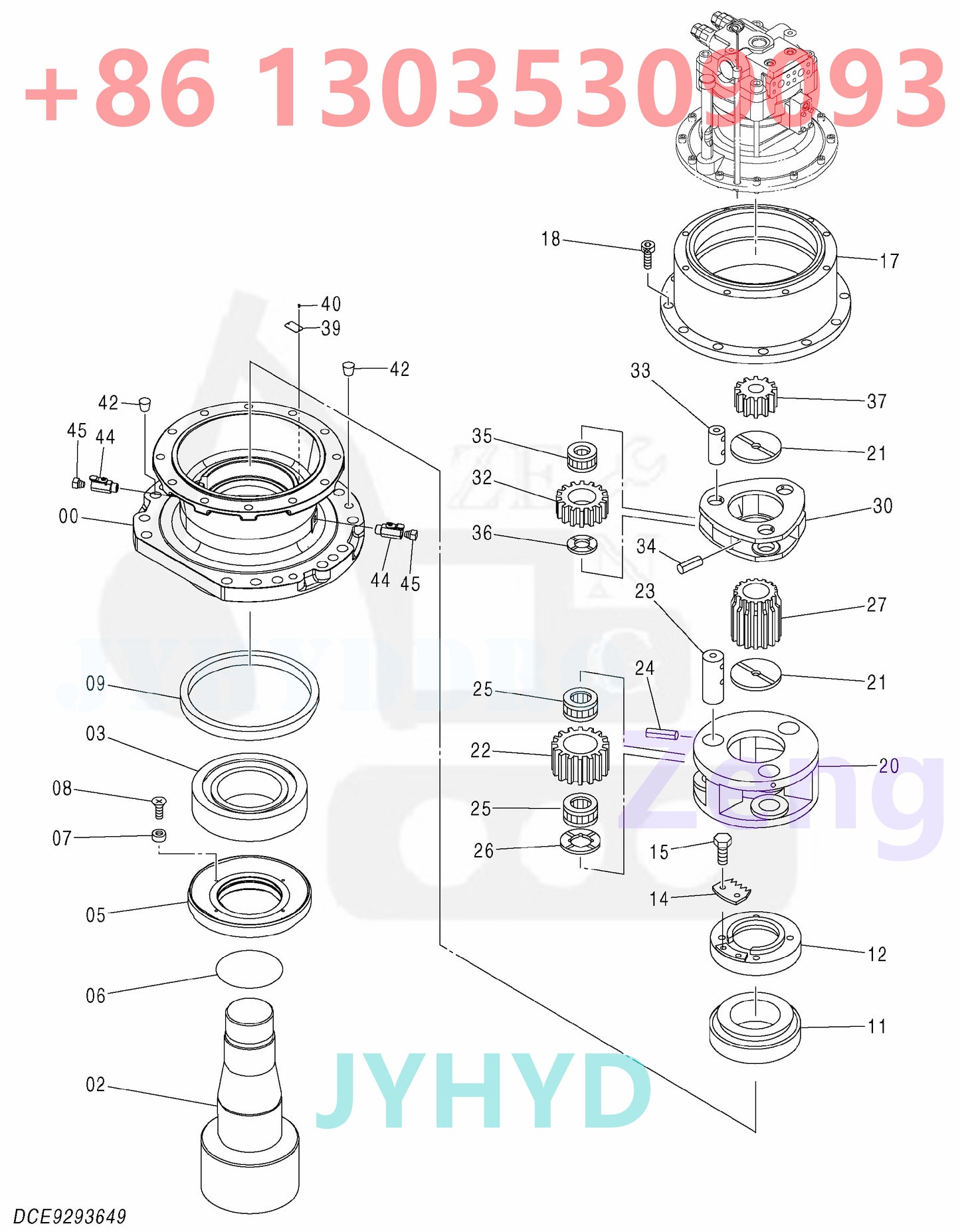 HITACHI 4698624 9293650 SWING DEVICE ROTARY GROUP AND SPARE PARTS