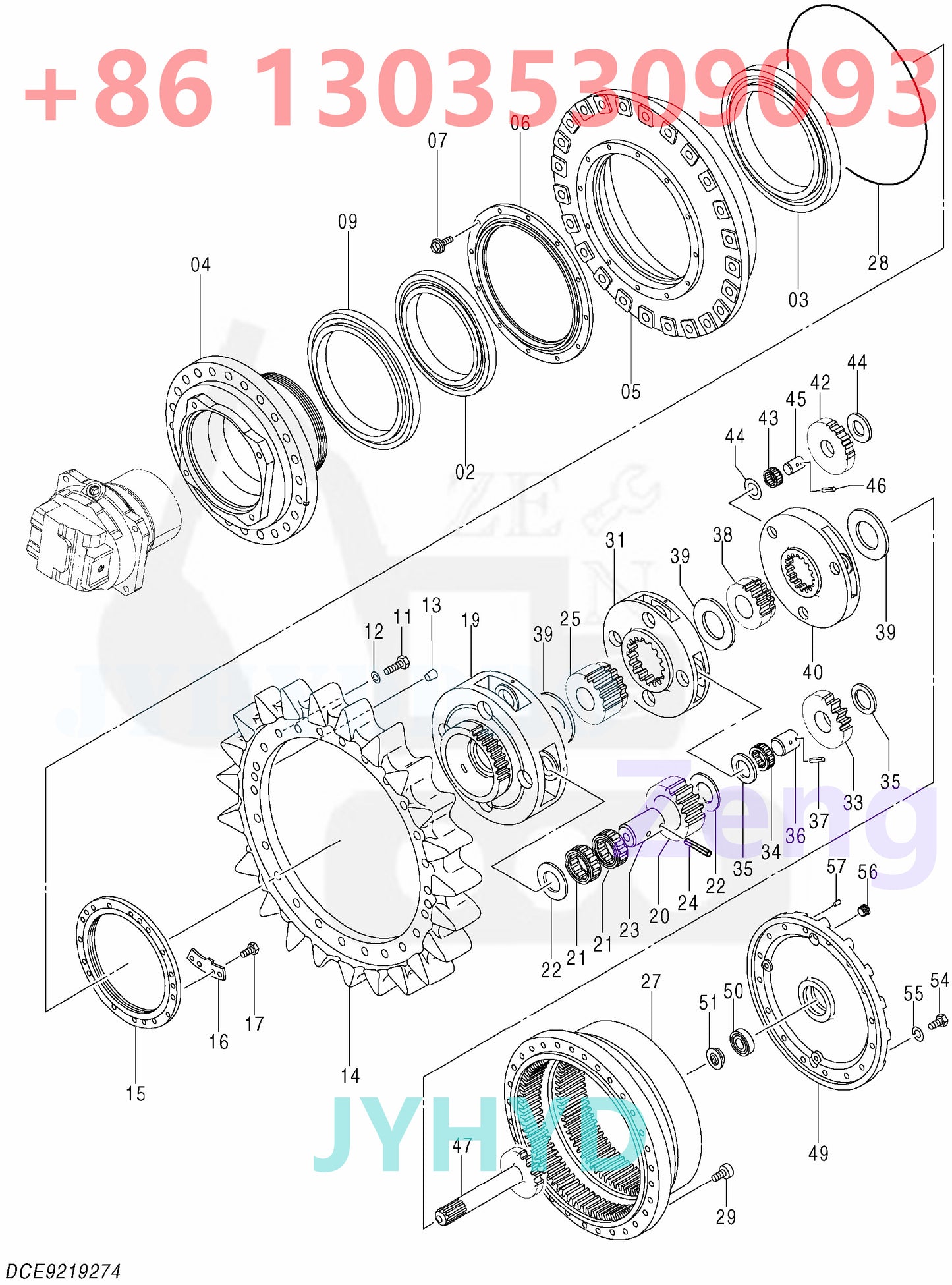 HITACHI 4688059 9219274 YB60000031 TRAVEL DEVICE ROTARY GROUP AND SPARE PARTS
