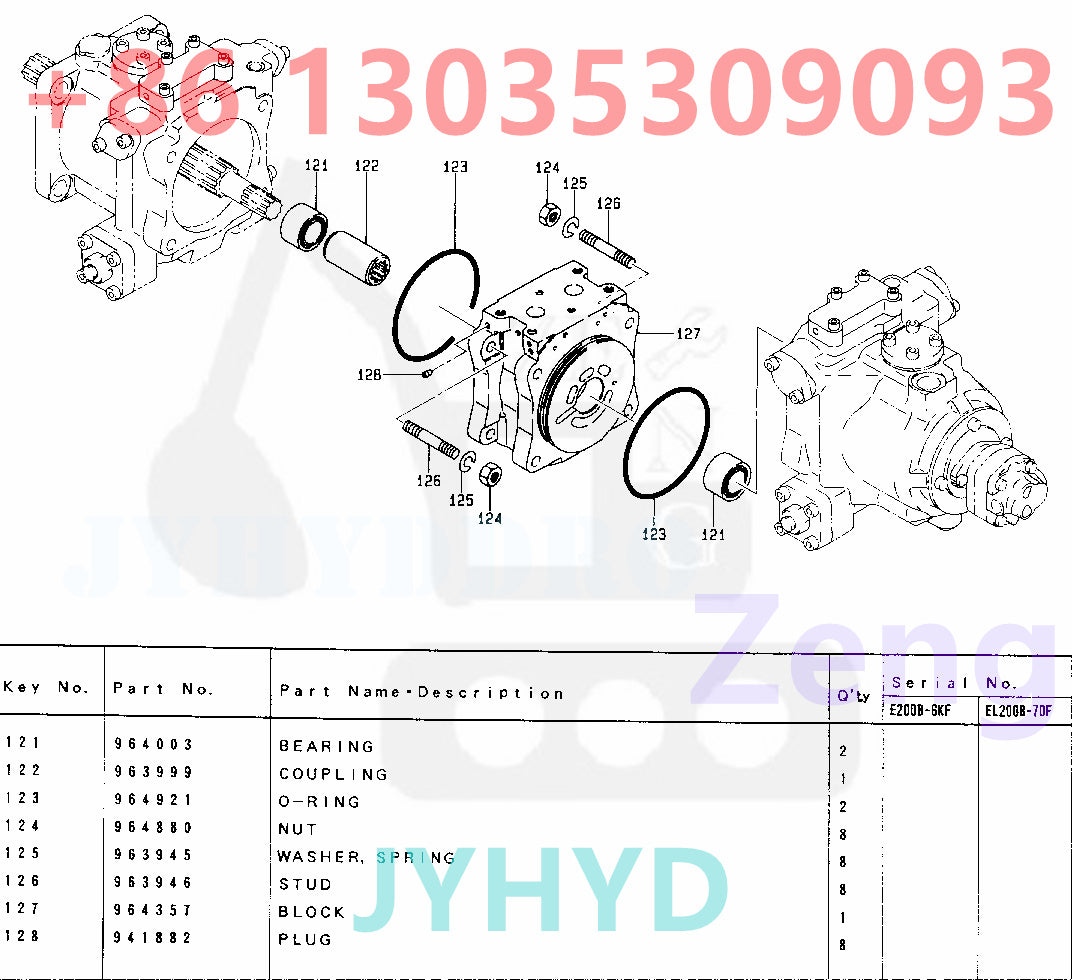 CATERPILLAR 096-4355 085-4530 1R-8671 1R-9902 HYDRAULIC PUMP ROTARY GROUP