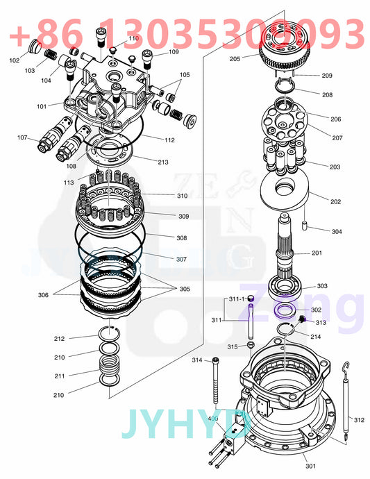 DOOSAN 170301-00208 170301-00001E SWING MOTOR PARTS