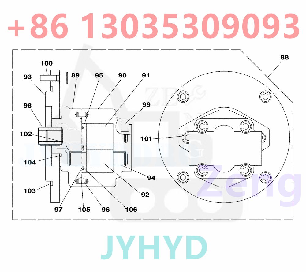 CASE CX130 EXCAVATOR KNJ2977 HYDRAULIC PUMP ROTARY GROUP