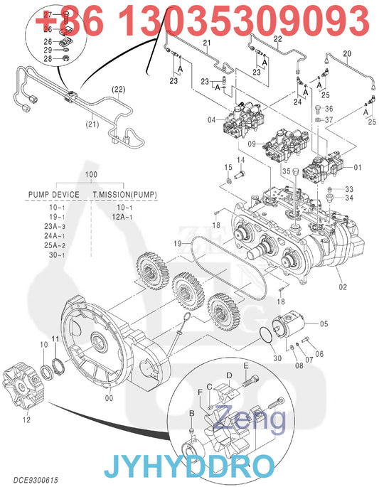 HITACHI ZX350LC-5B ZX350LCN-5B EXCAVATOR 9305188 9305189 9300615 YB60000171 YB6000088 HYDRAULIC PUMP ROTARY GROUP AND SPARE PARTS