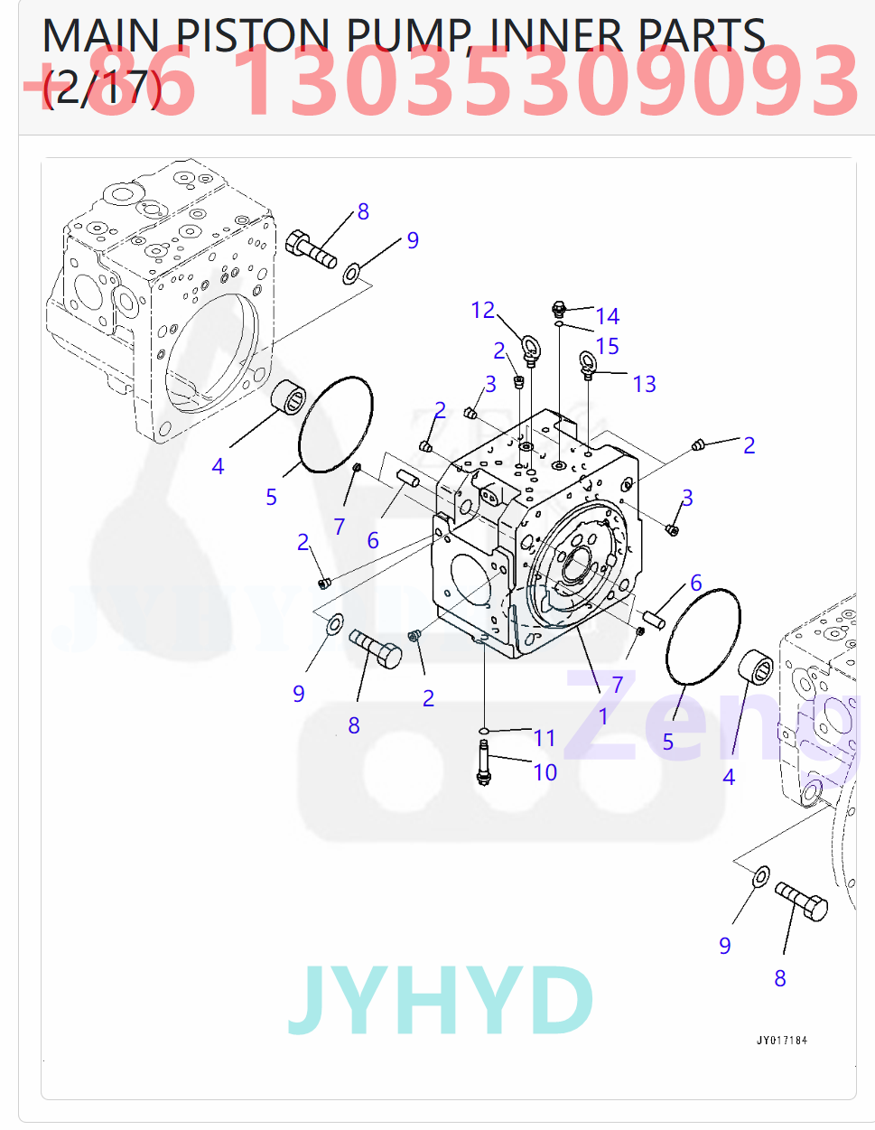 KOMATSU 708-2J-00010 708-2J-01010 HYDRAULIC PUMP PARTS