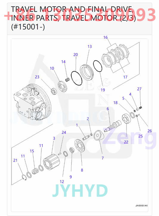 KOMATSU 22P-60-11301 TZ110D200001-H TRAVEL MOTOR PARTS