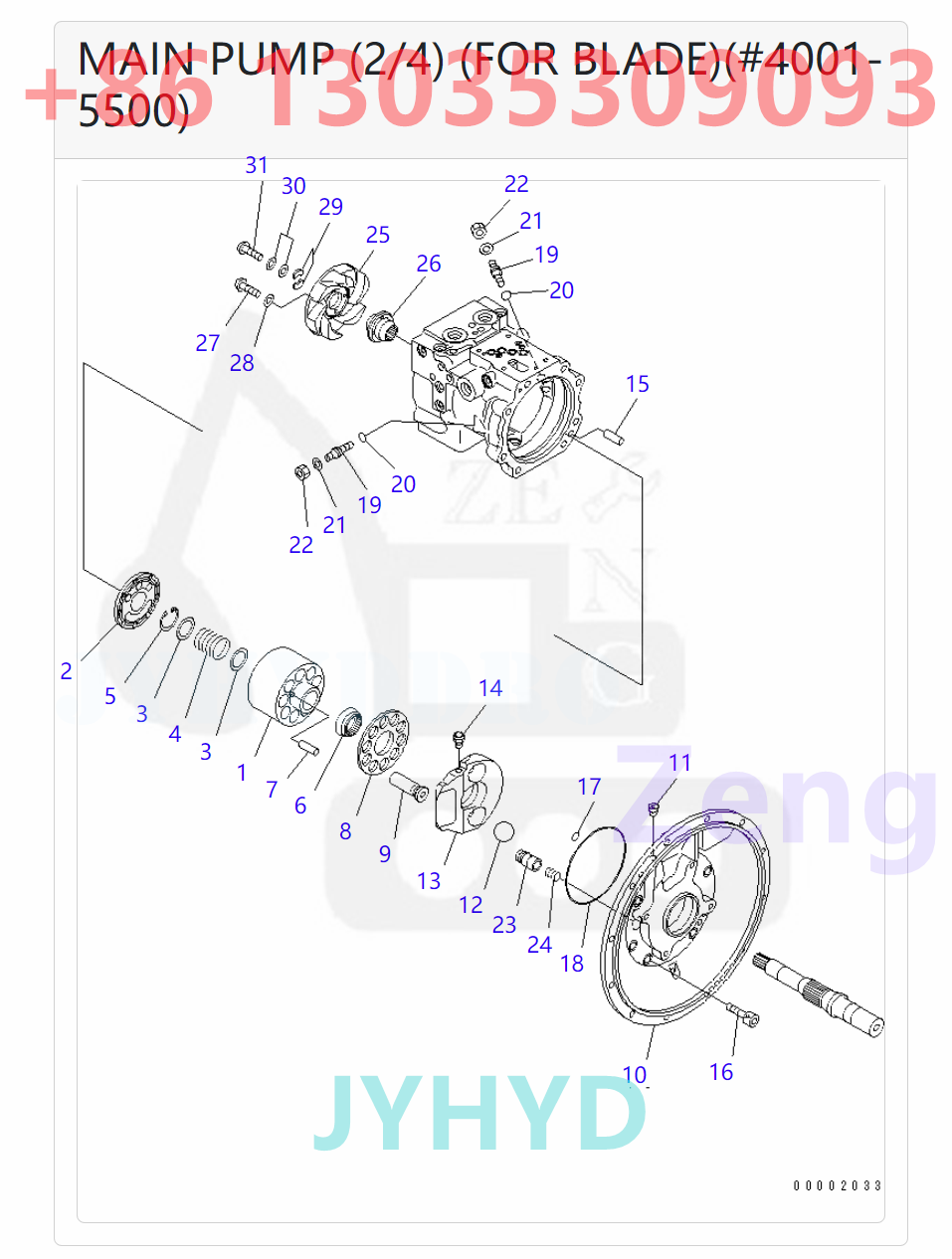 KOMATSU 708-3T-00215 708-3T-00216 708-3T-00217 708-3T-01114 708-3T-01115 708-3T-01116 HYDRAULIC PUMP ROTARY GROUP AND SPARE PARTS