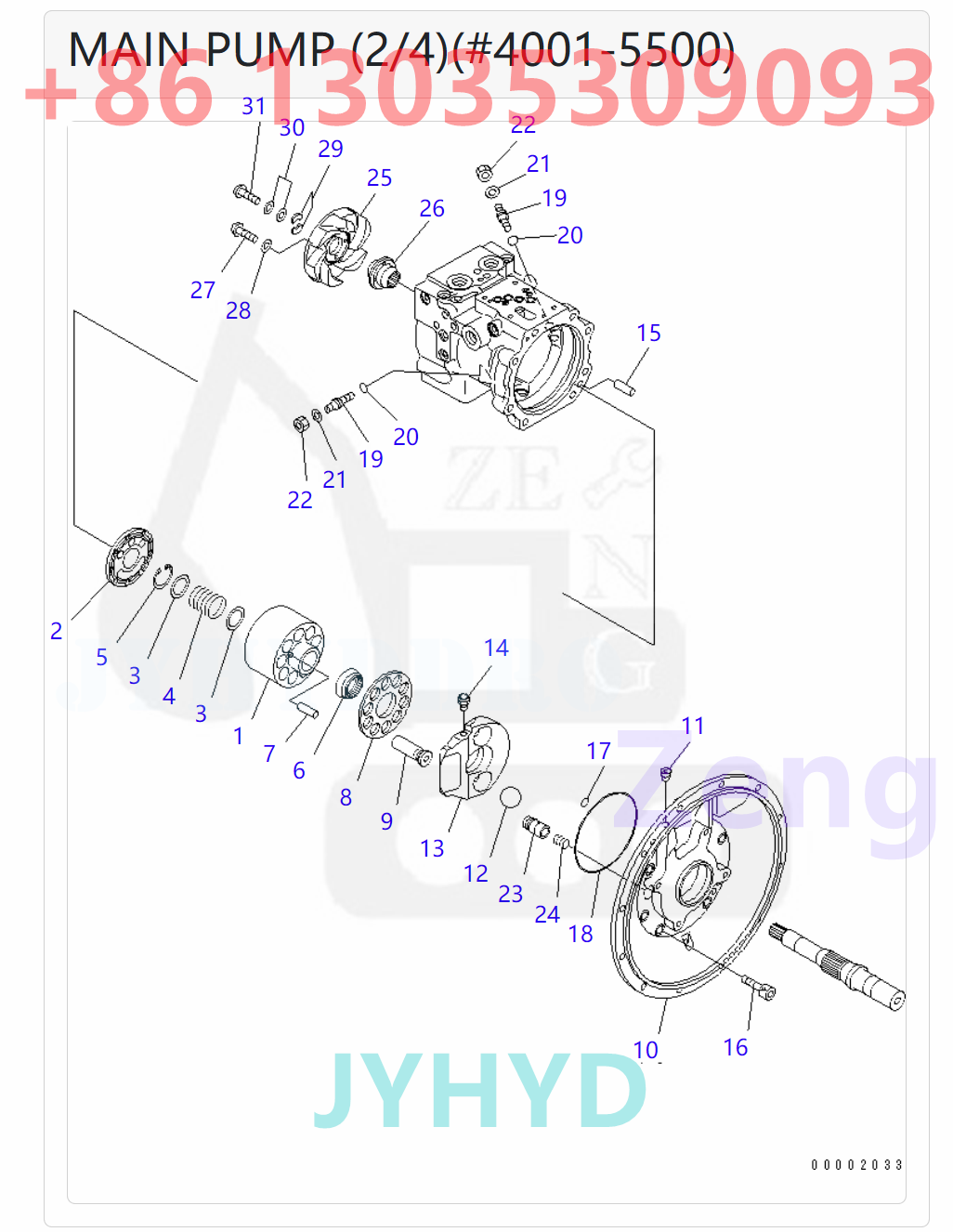 KOMATSU 708-3T-00114 708-3T-00115 708-3T-00116 708-3T-01114 708-3T-01115 708-3T-01116 HYDRAULIC PUMP ROTARY GROUP AND SPARE PARTS