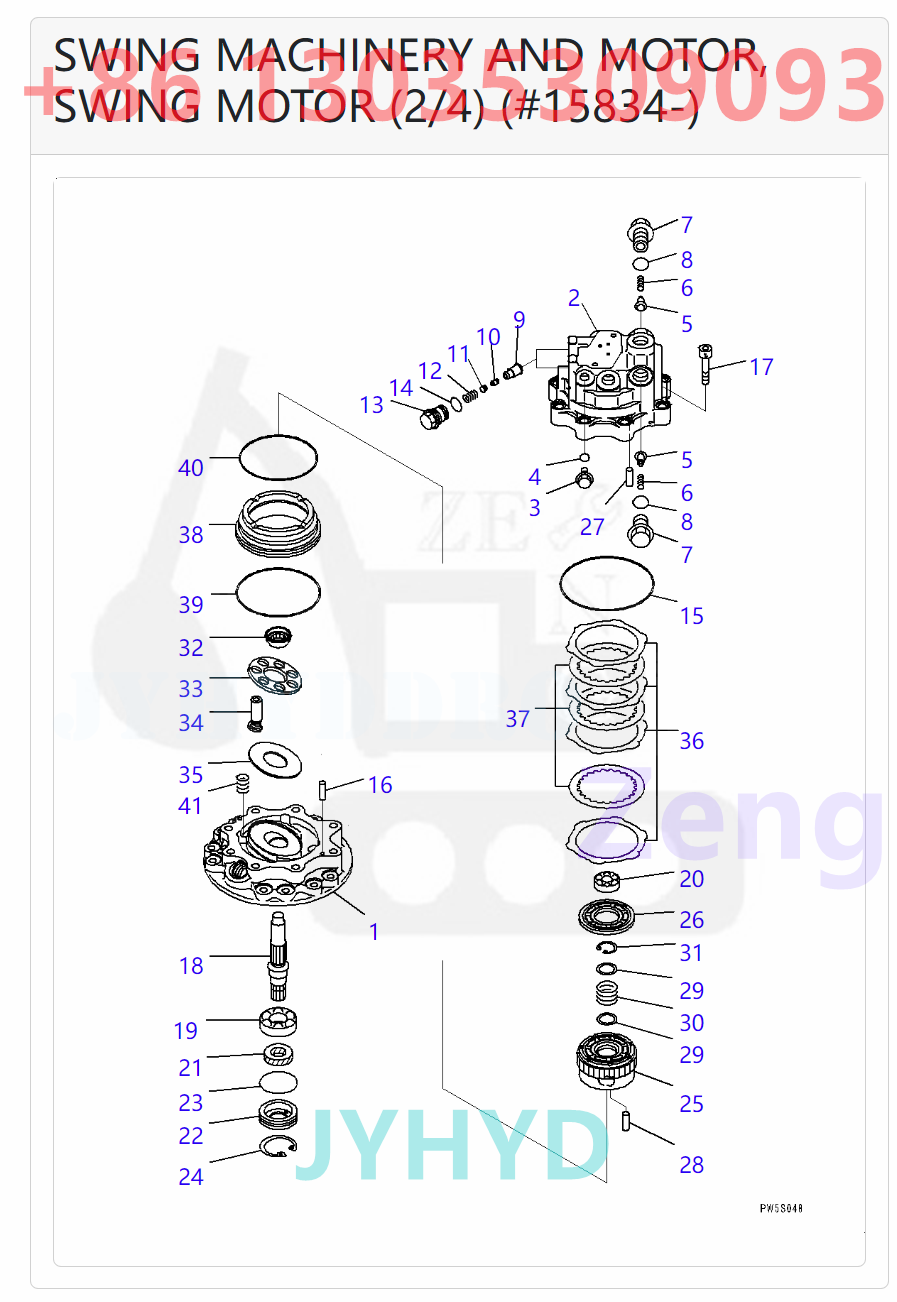 KOMATSU 708-7S-00290 708-7S-01270 21W-26-51020 SWING MOTOR  ROTARY GROUP AND SPARE PARTS