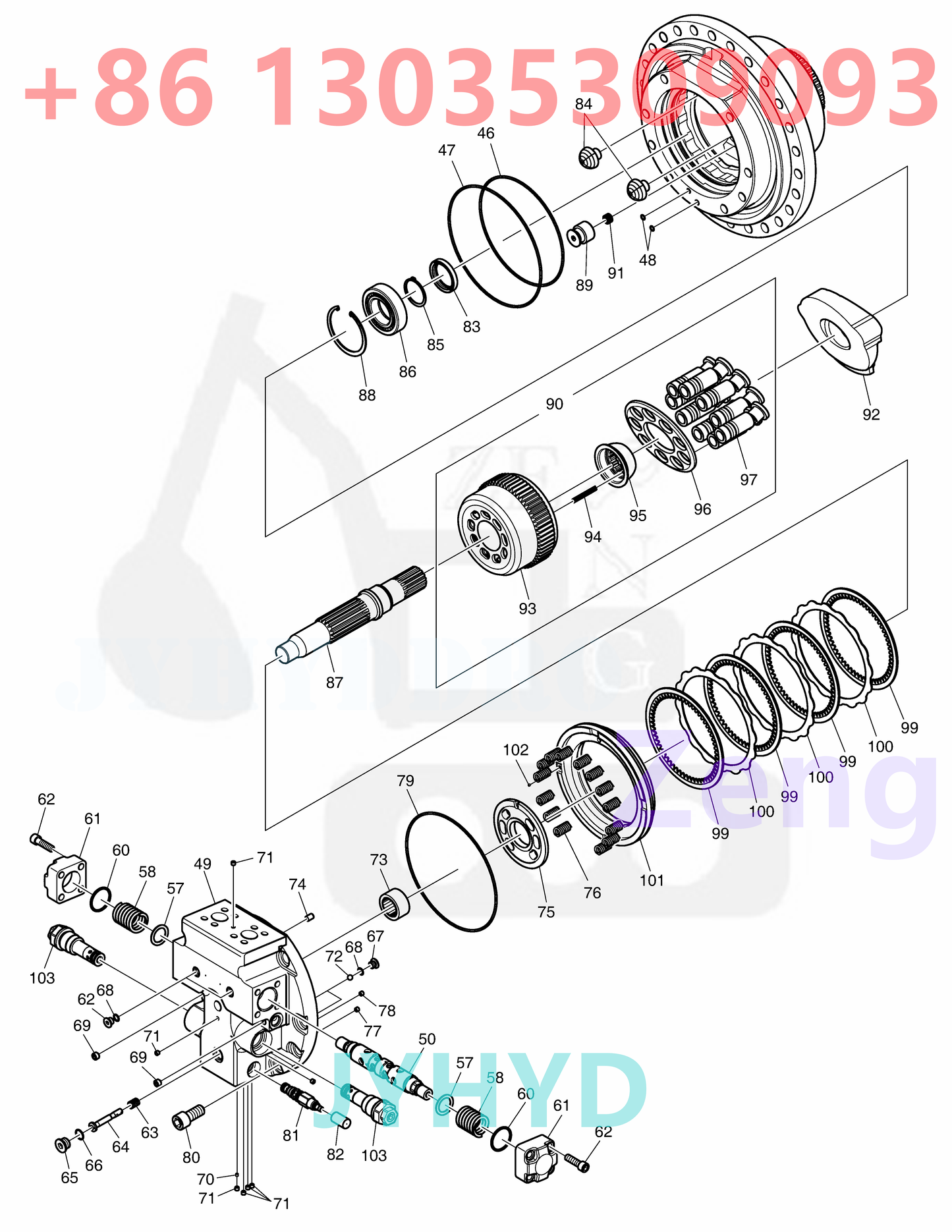 DOOSAN 170401-00009H 170401-00009L 200108-00001A TRAVEL MOTOR PARTS