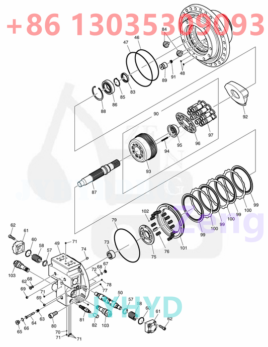 DOOSAN 170401-00009H 170401-00009L 200108-00001A TRAVEL MOTOR ROTARY GROUP AND SPARE PARTS