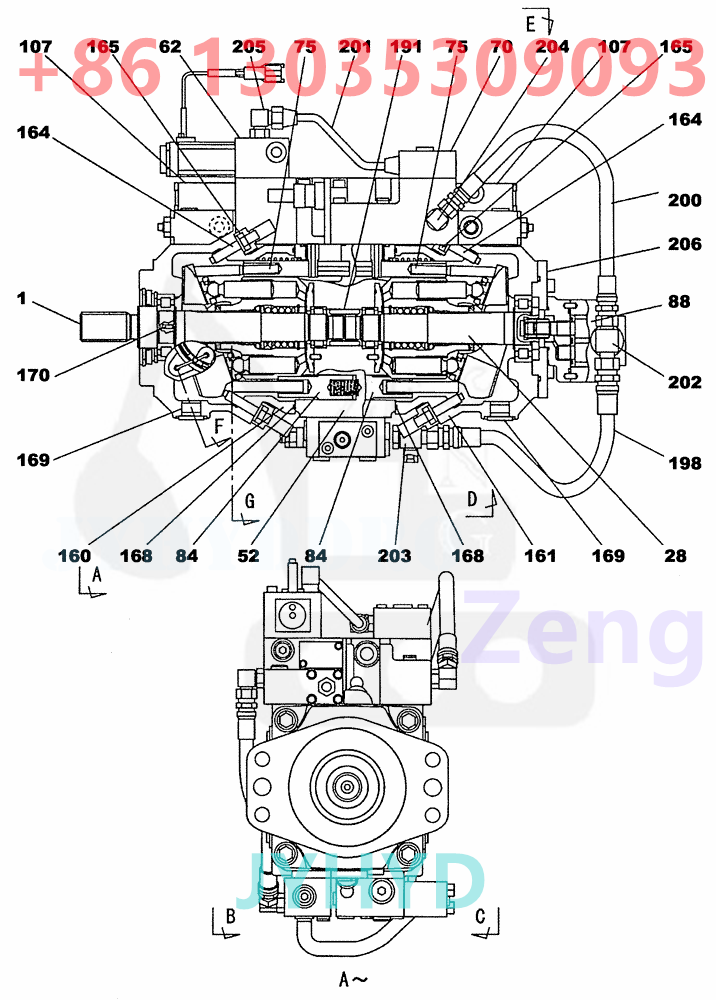 CASE CX130 EXCAVATOR KNJ2900 HYDRAULIC PUMP PARTS