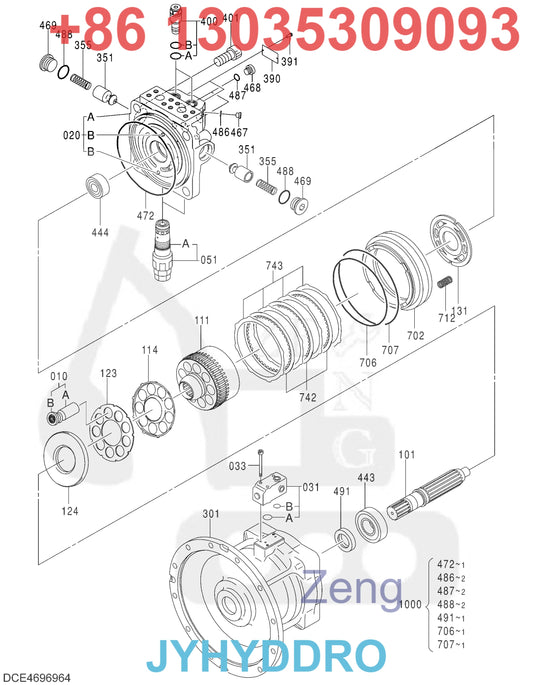 HITACHI ZX350LC-5B ZX350LCN-5B EXCAVATOR 4696964 SWING MOTOR PARTS