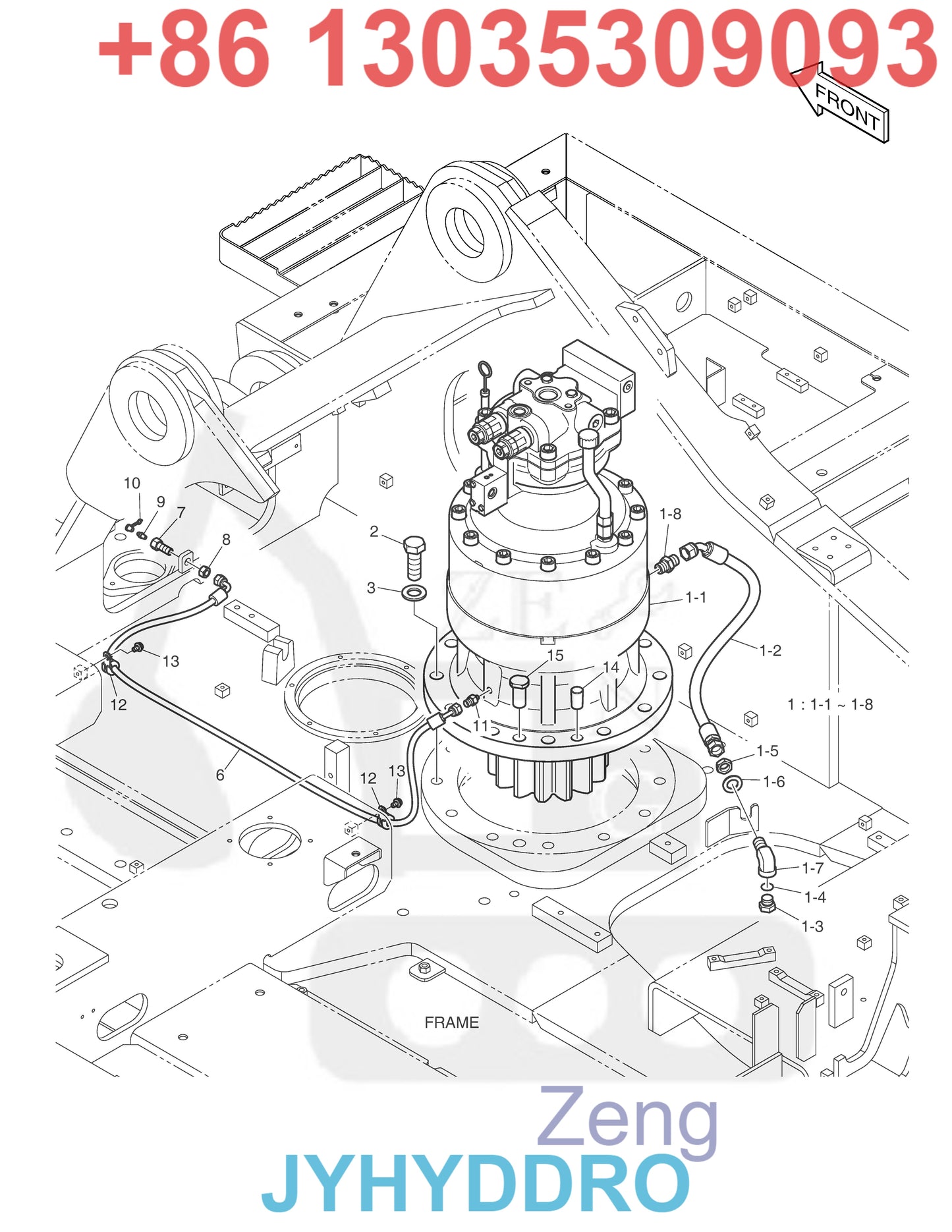 DOOSAN DX300LC-3 EXCAVATOR 170301-00091A 170301-00091B K1056874 SWING MOTOR ROTARY GROUP