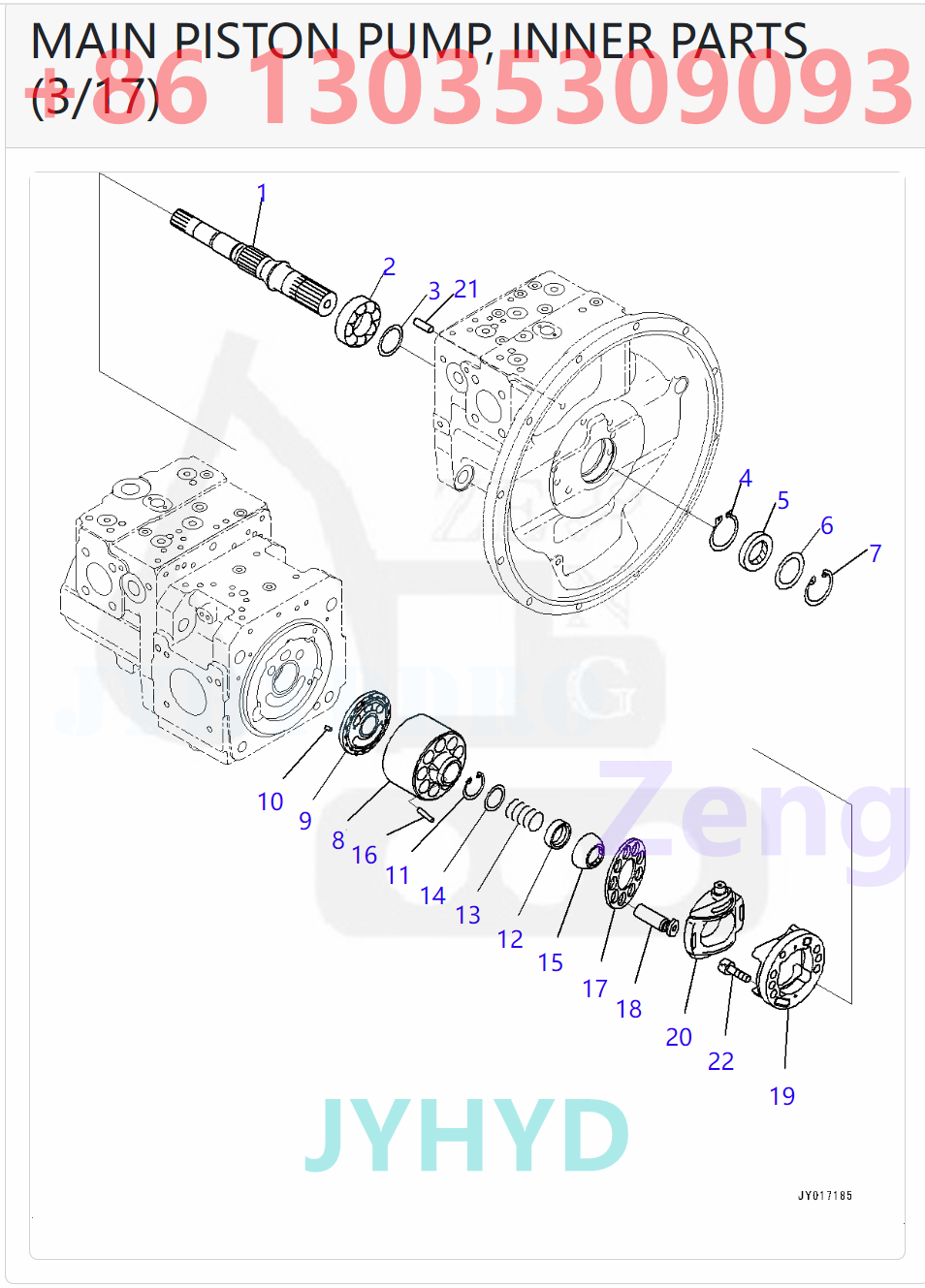 KOMATSU 708-2J-00010 708-2J-01010 HYDRAULIC PUMP PARTS