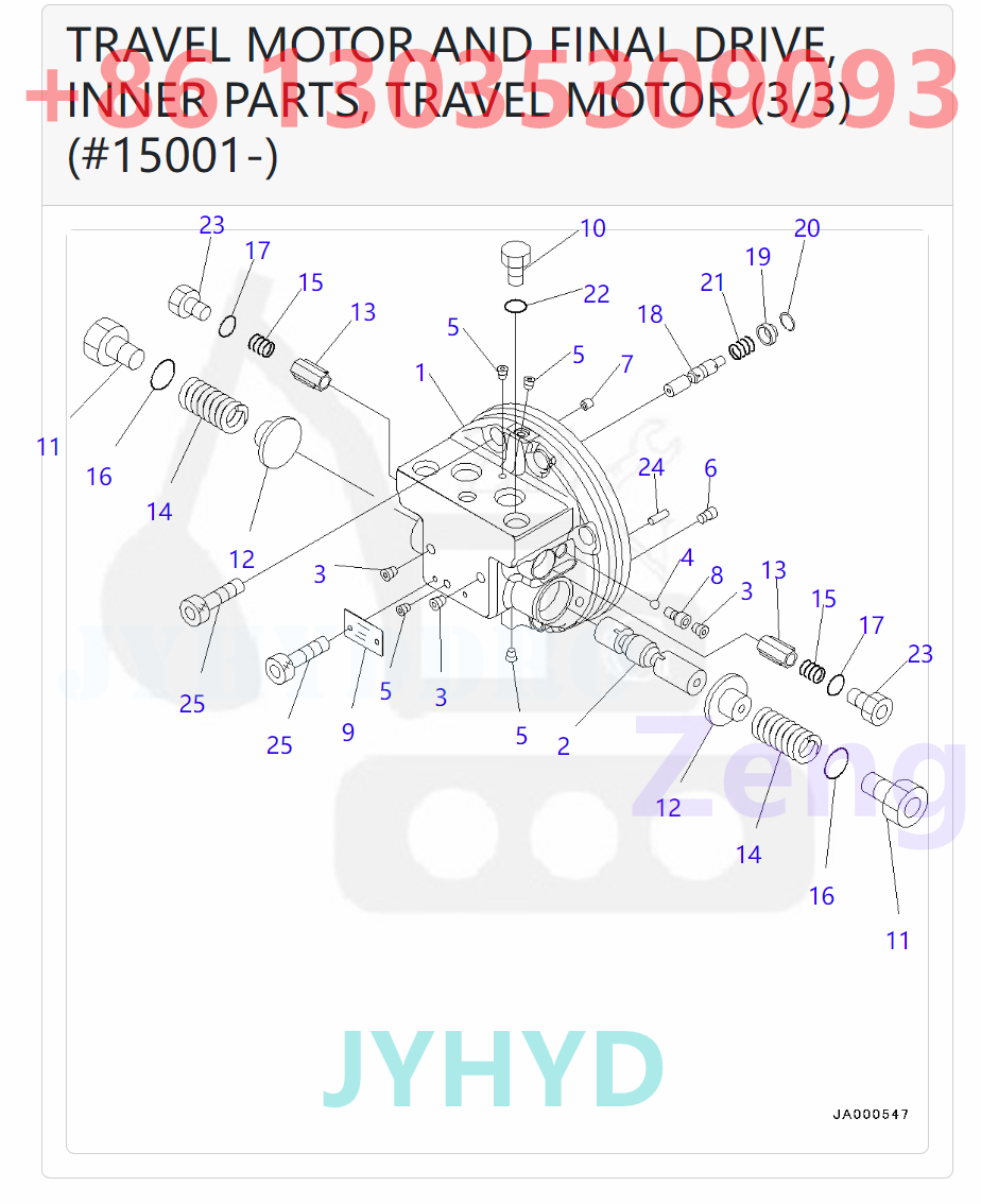 KOMATSU 22P-60-11301 TZ110D200001-H TRAVEL MOTOR ROTARY GROUP AND SPARE PARTS