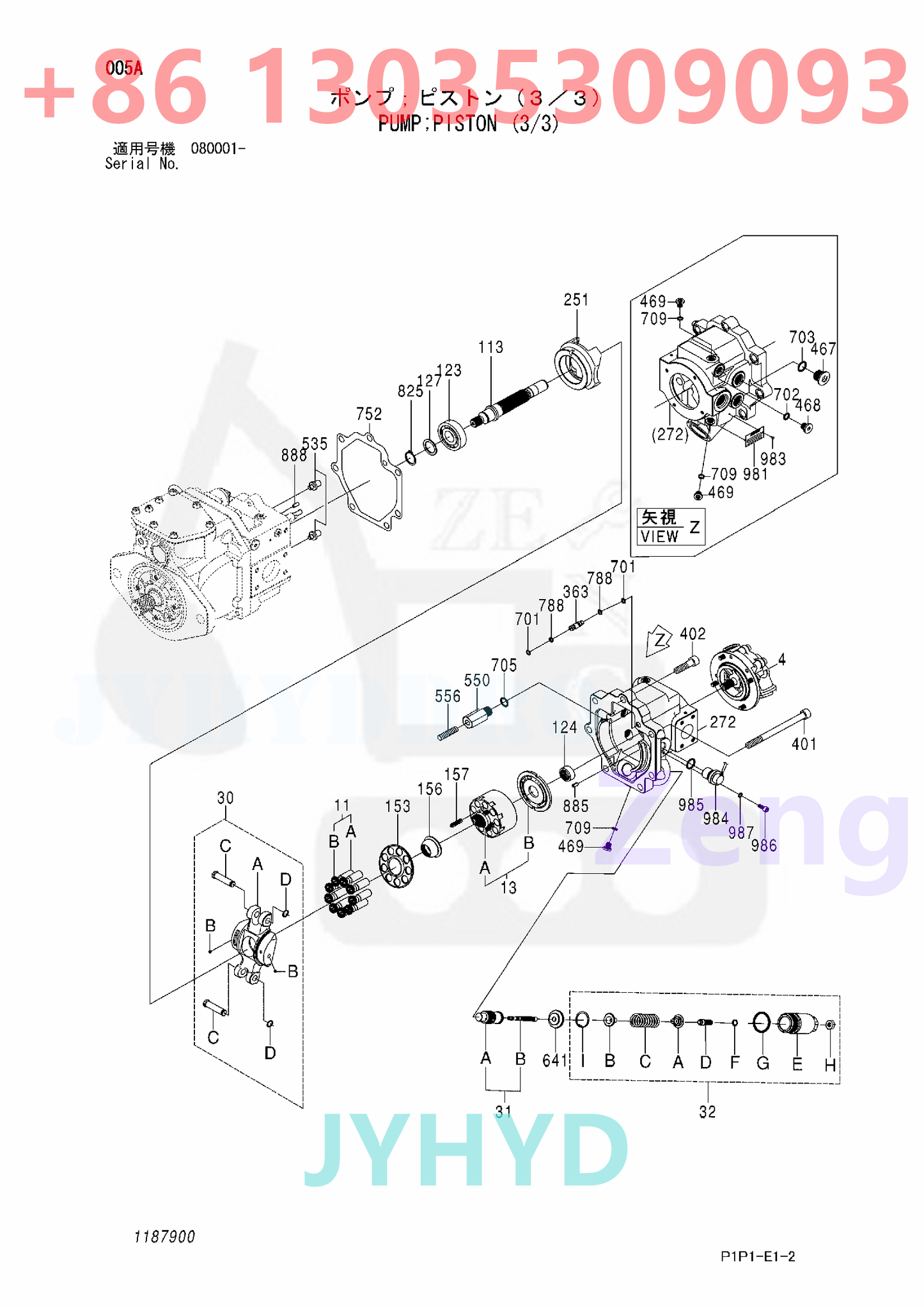 HITACHI 4666665 9295139 YD0002228 HYDRAULIC PUMP ROTARY GROUP AND SPARE PARTS