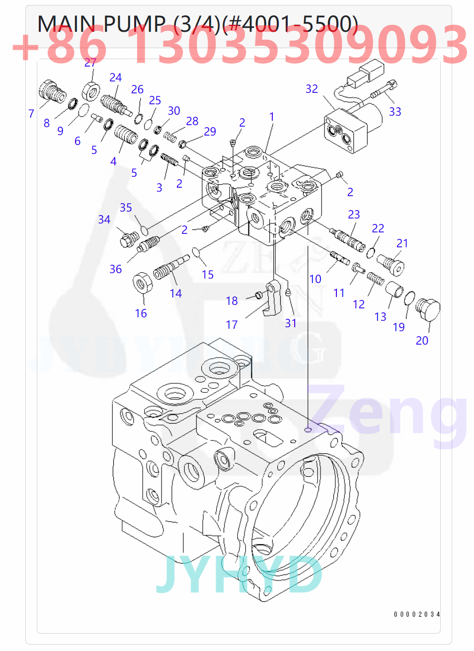 KOMATSU 708-3T-00114 708-3T-00115 708-3T-00116 708-3T-01114 708-3T-01115 708-3T-01116 HYDRAULIC PUMP ROTARY GROUP AND SPARE PARTS