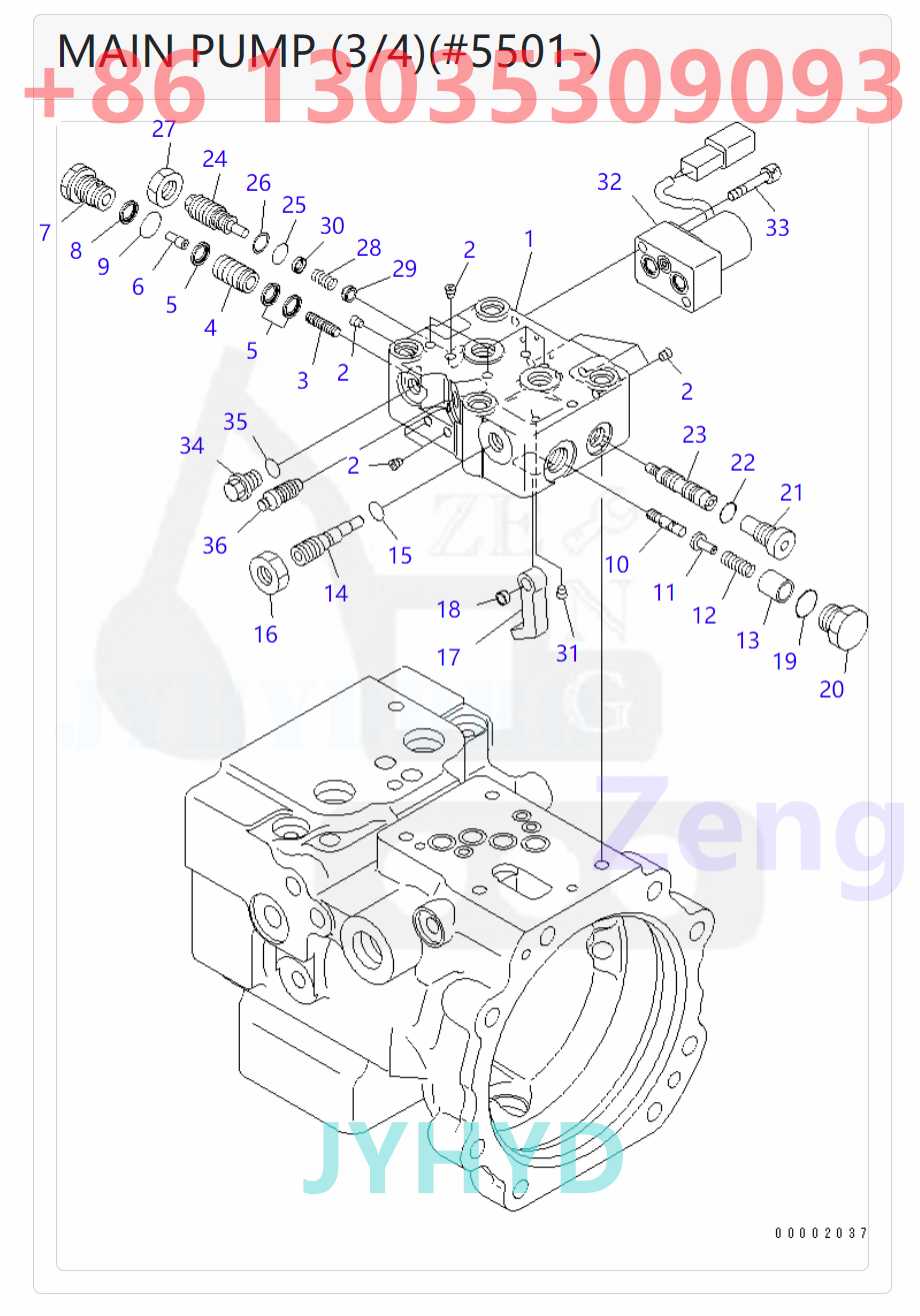 KOMATSU 708-3T-00120 708-3T-00140 708-3T-01120 708-3T-01130 HYDRAULIC PUMP PARTS