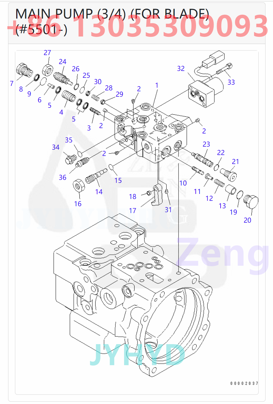 KOMATSU 708-3T-00220 708-3T-00240 708-3T-01220 708-3T-01230 HYDRAULIC PUMP PARTS