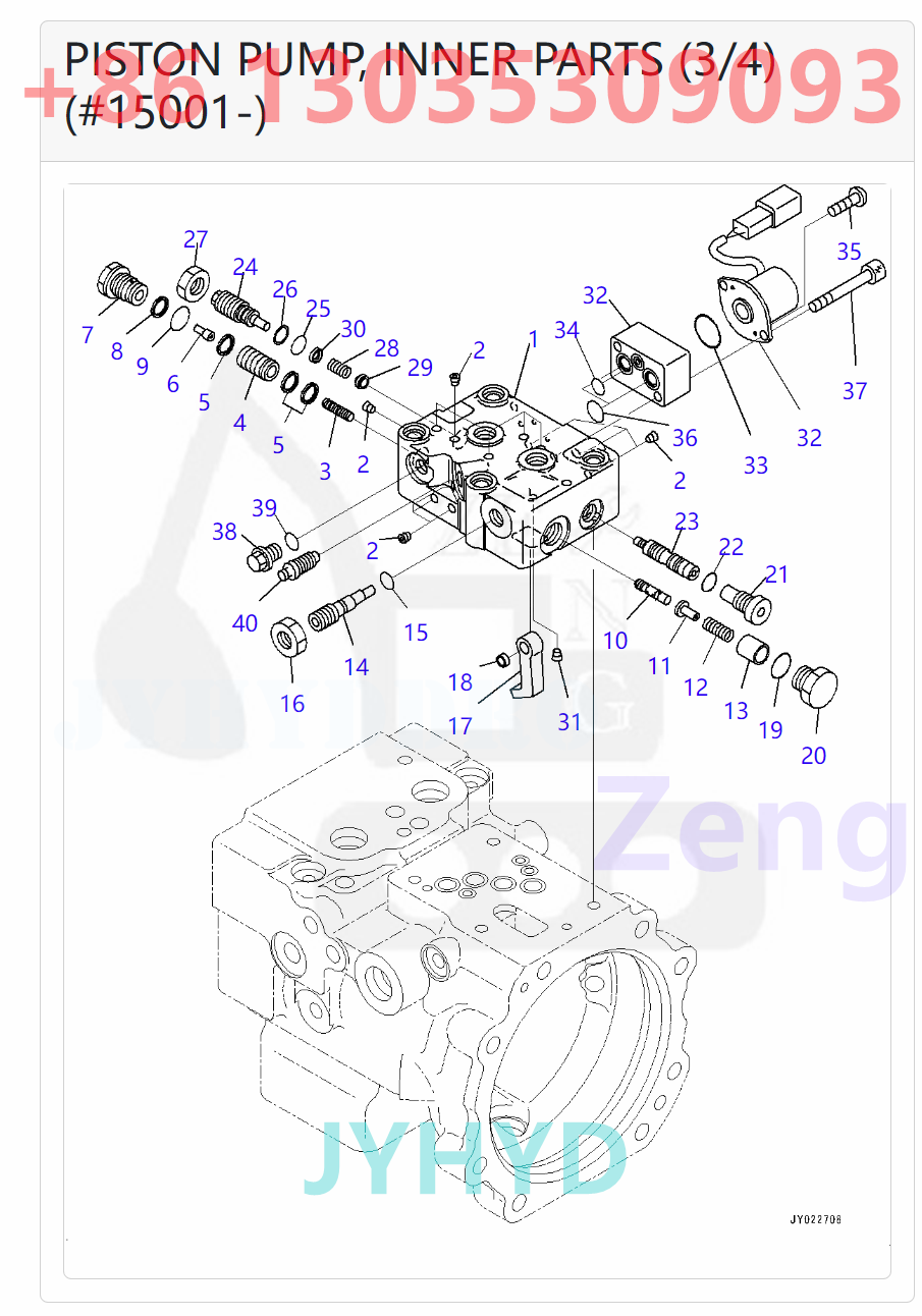 KOMATSU 708-3T-00283 708-3T-01142 HYDRAULIC PUMP PARTS