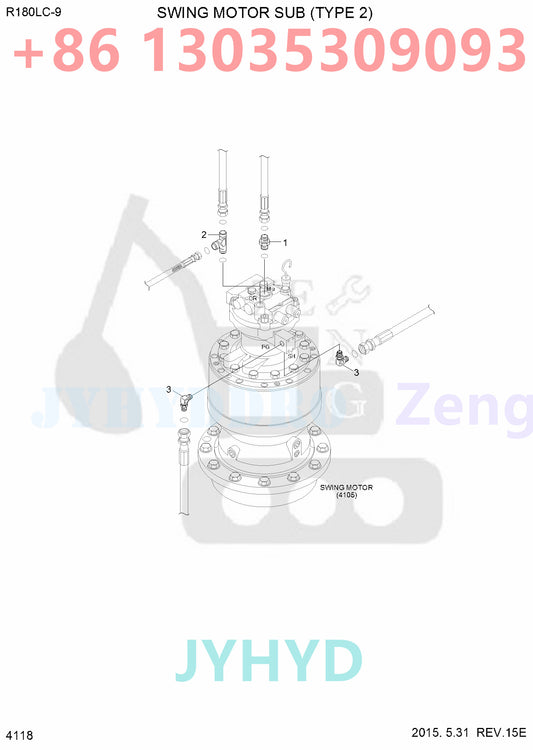 HYUNDAI R160LC-9 R160LC-9A R160LC-9S R160W-9A R170W-9 R180LC-9 R180LC-9A R180LC-9S R180W-9A R180W-9S EXCAVATOR 38Q5-10150 38Q5-10151 38Q5-11100 31Q5-21130 SWING MOTOR PARTS