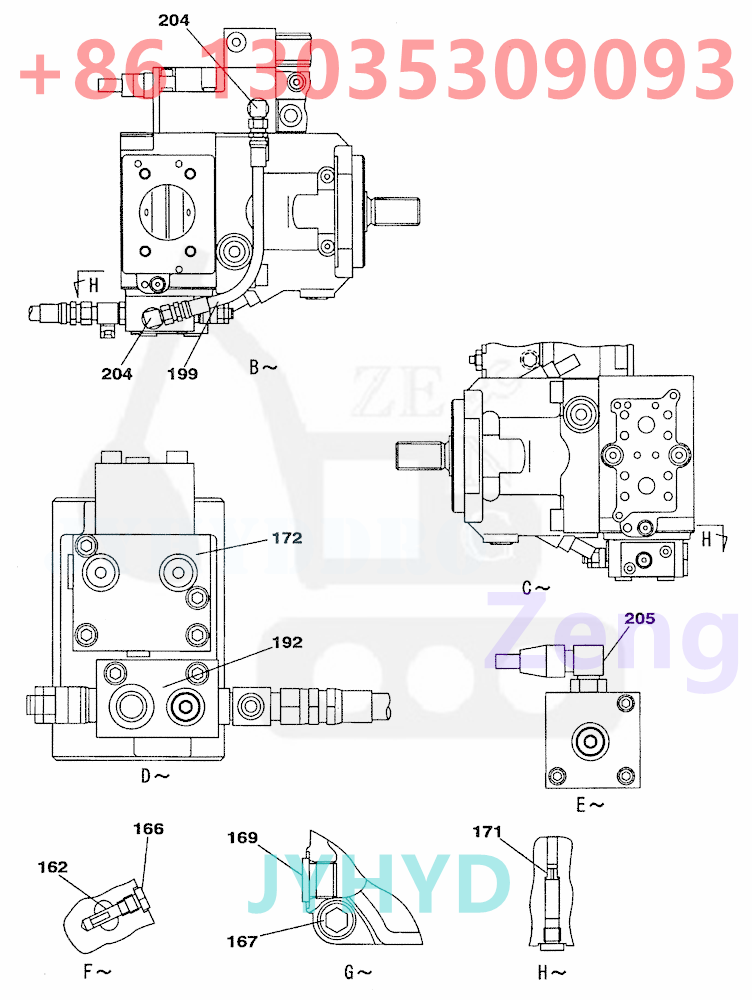 CASE CX130 EXCAVATOR KNJ2900 HYDRAULIC PUMP ROTARY GROUP AND SPARE PARTS