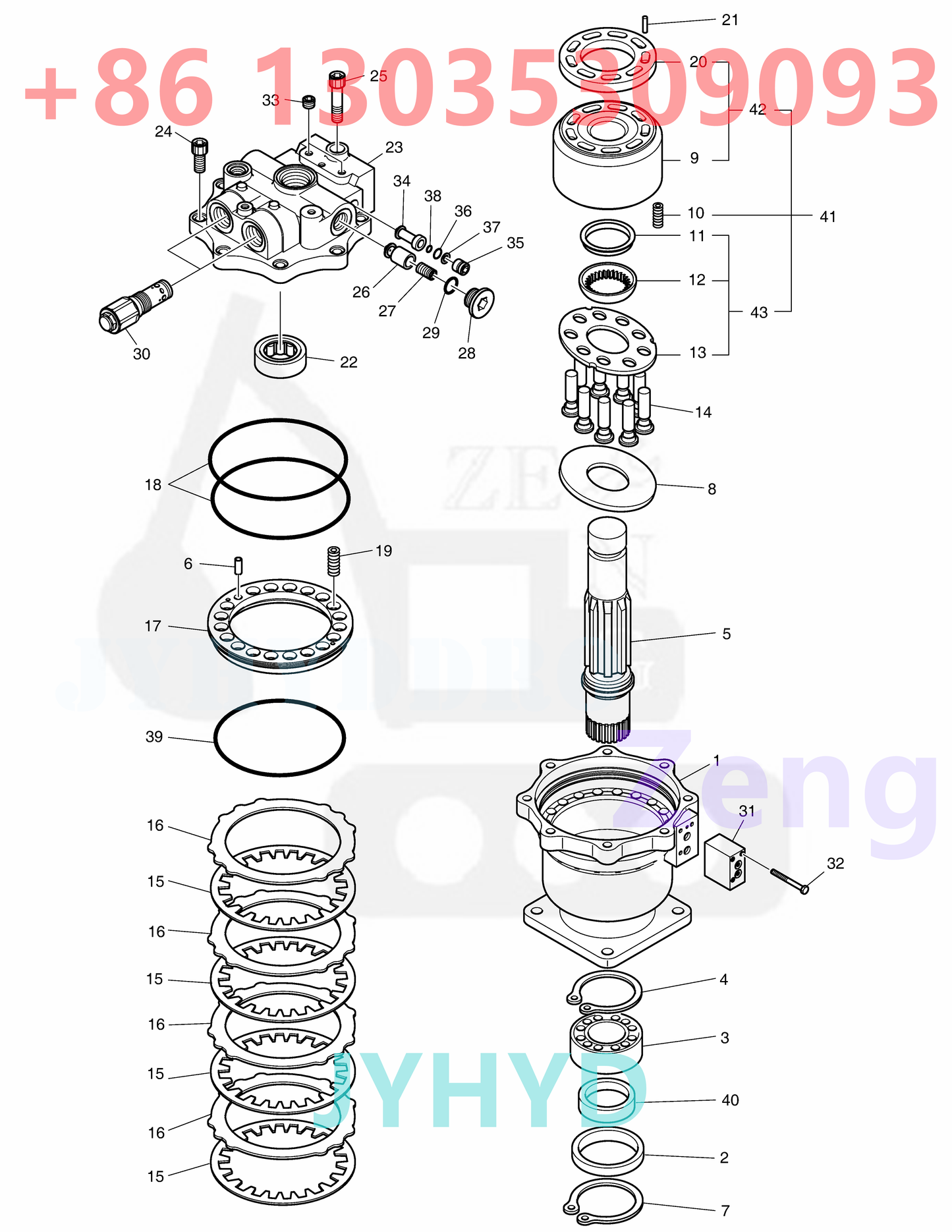 DOOSAN K1006575C 170301-00055 170301-00055A 170301-00055B 170301-00055C K1006576A SWING DEVICE ASSY;K1007545 SWING MOTOR PARTS