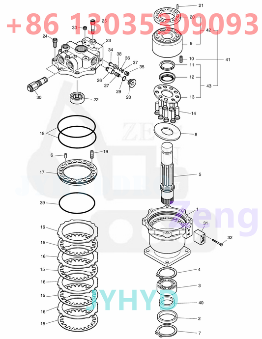 DOOSAN K1006575C 170301-00055 170301-00055A 170301-00055B 170301-00055C K1006576A SWING DEVICE ASSY;K1007545 SWING MOTOR PARTS