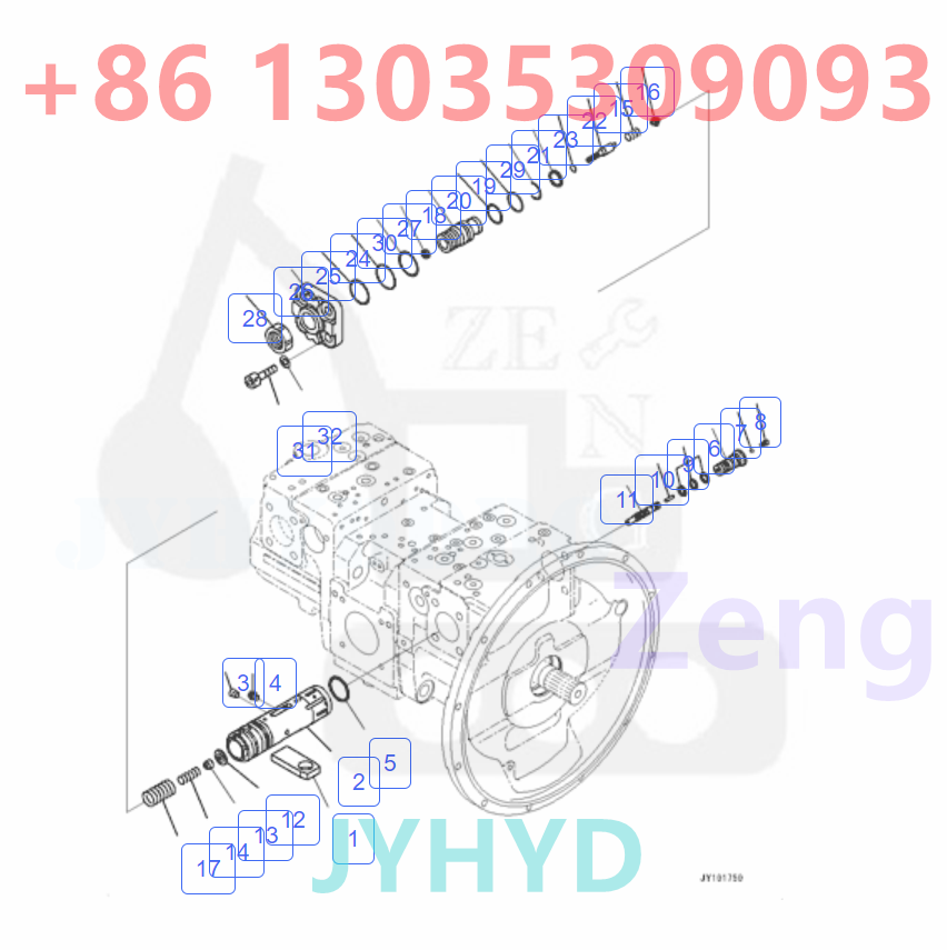 KOMATSU 708-2J-00030 708-2J-01030 HYDRAULIC PUMP ROTARY GROUP