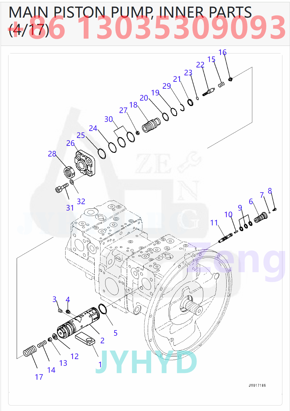 KOMATSU 708-2J-00010 708-2J-01010 HYDRAULIC PUMP PARTS