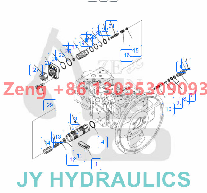 KOMATSU HB205-1 HB215LC-1  PC200-8E0 PC200LC-8E0 PC210-8 EXCAVATOR 708-2L-00800 708-2l-31470 HYDRAULIC PUMP ROTARY GROUP AND SPARE PARTS