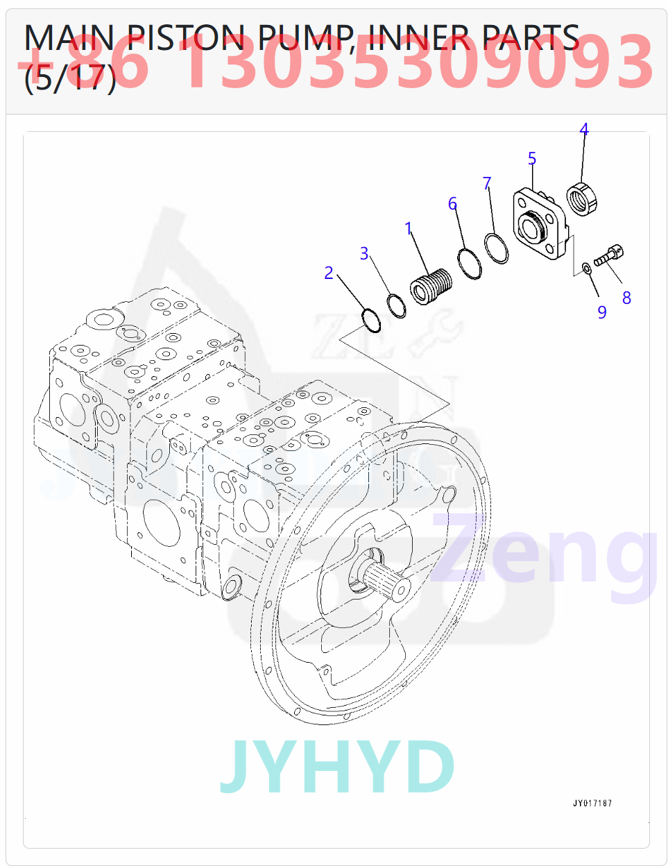KOMATSU 708-2J-00010 708-2J-01010 HYDRAULIC PUMP PARTS