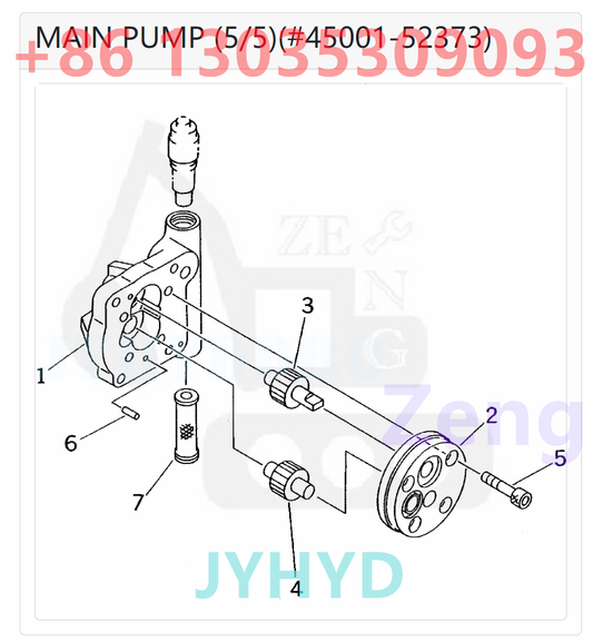 KOMATSU 708-1W-00042 708-1W-01042 HYDRAULIC PUMP ROTARY GROUP