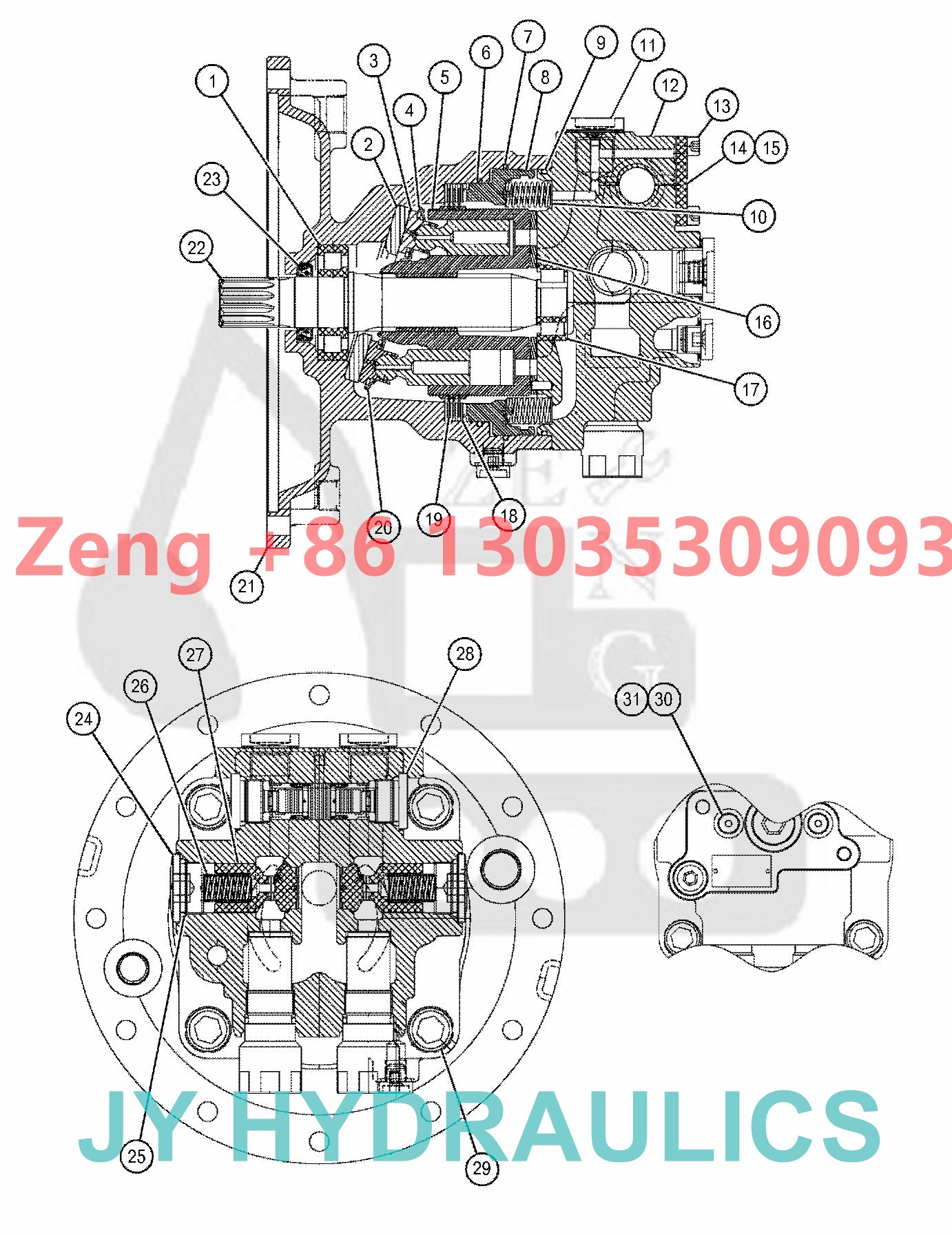 Caterpillar CAT320 CAT320GC CAT323 excavator 488-3075 489-3486 489-3487 515-6105 swing motor rotary group and spare parts
