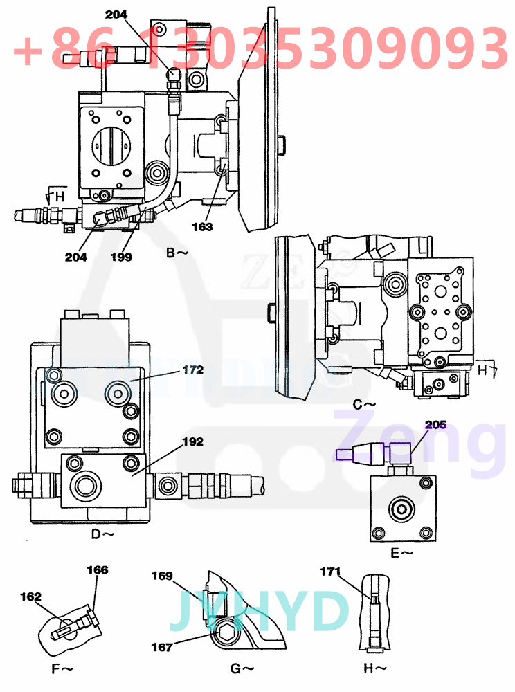 CASE CX130 EXCAVATOR KNJ2742 HYDRAULIC PUMP ROTARY GROUP