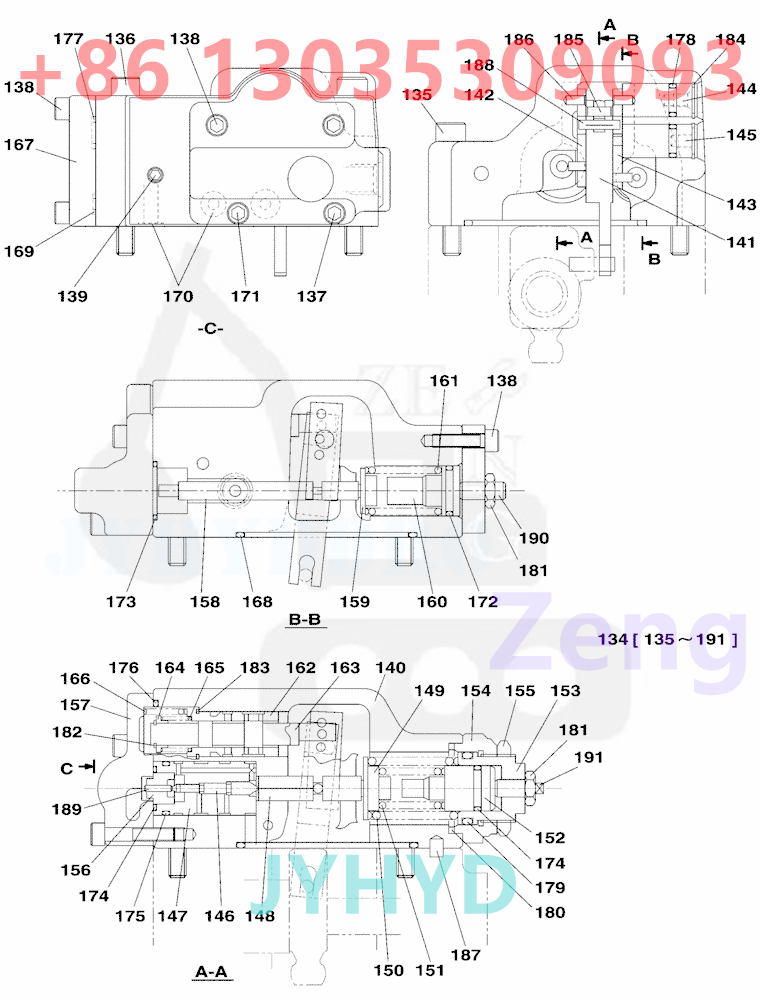 CASE CX130 EXCAVATOR KNJ3023 HYDRAULIC PUMP ROTARY GROUP AND SPARE PARTS