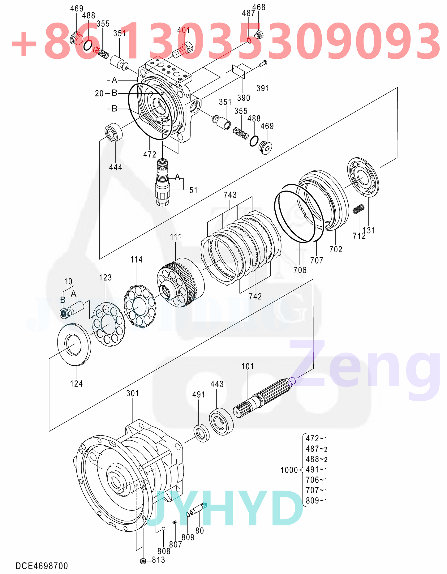 HITACHI 4698700 9301113 SWING MOTOR PARTS