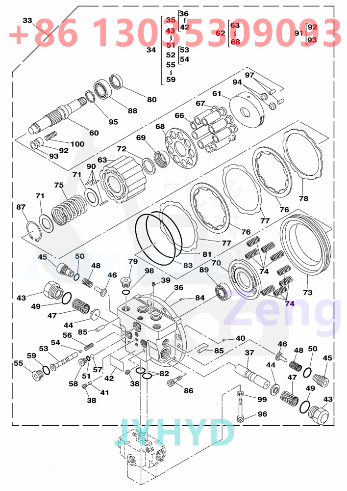 CASE LJ013420 TRAVEL MOTOR ROTARY GROUP
