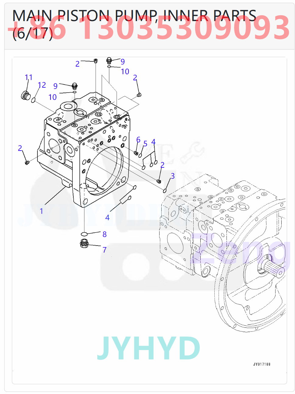 KOMATSU 708-2J-00010 708-2J-01010 HYDRAULIC PUMP PARTS