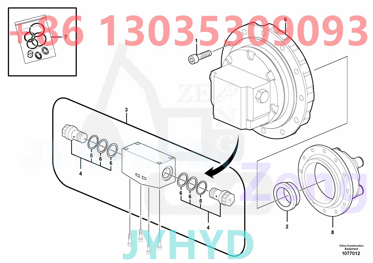 VOLVO VOE14685553 VOE14687064 VOE14707179 VOE14714814 VOE14722718 TRAVEL MOTOR ROTARY GROUP AND SPARE PARTS