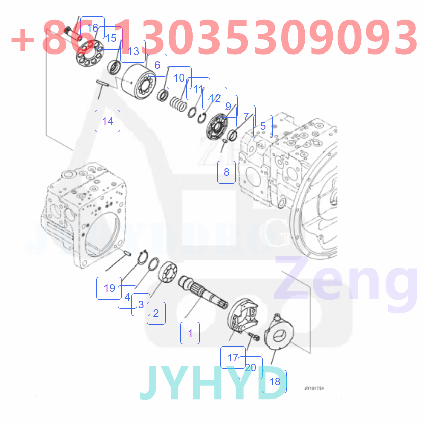 KOMATSU 708-2J-00030 708-2J-01030 HYDRAULIC PUMP ROTARY GROUP
