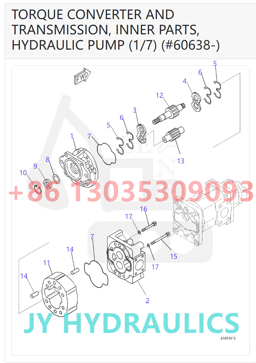 KOMATSU WA600-6 WHEEL LOADER 705-55-43040 HYDRAULIC PUMP