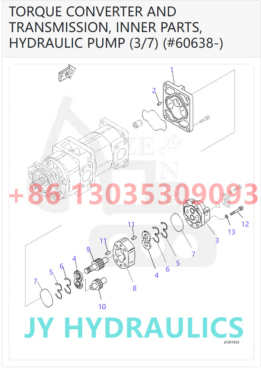 KOMATSU WA600-6 WHEEL LOADER 705-55-43040 HYDRAULIC PUMP