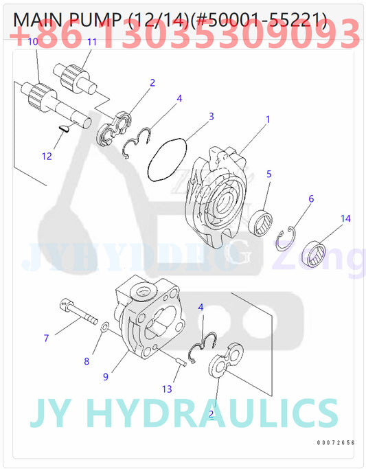 KOMATSU 708-2K-00110 708-2K-00111  708-2K-00112 708-2K-01112  708-2K-01113 708-2K-01114 HYDRAULIC PUMP ROTARY GROUP AND SPARE PARTS