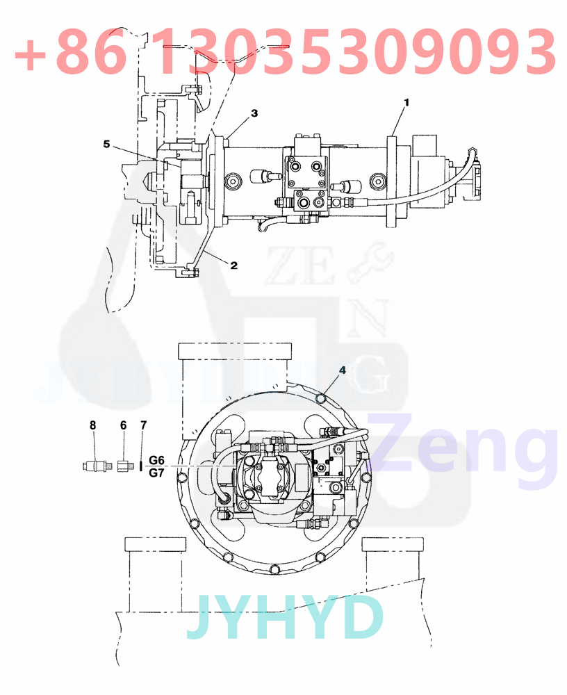 CASE CX130 EXCAVATOR KNJ2977 HYDRAULIC PUMP ROTARY GROUP