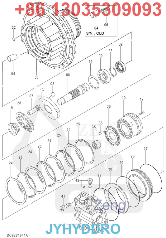 HITACHI 9281841 9281842 TRAVEL MOTOR ROTARY GROUP AND SPARE PARTS