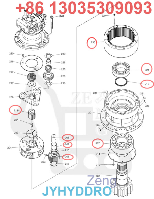 DOOSAN DX300LC-3 EXCAVATOR SWING REDUCTION GEAR