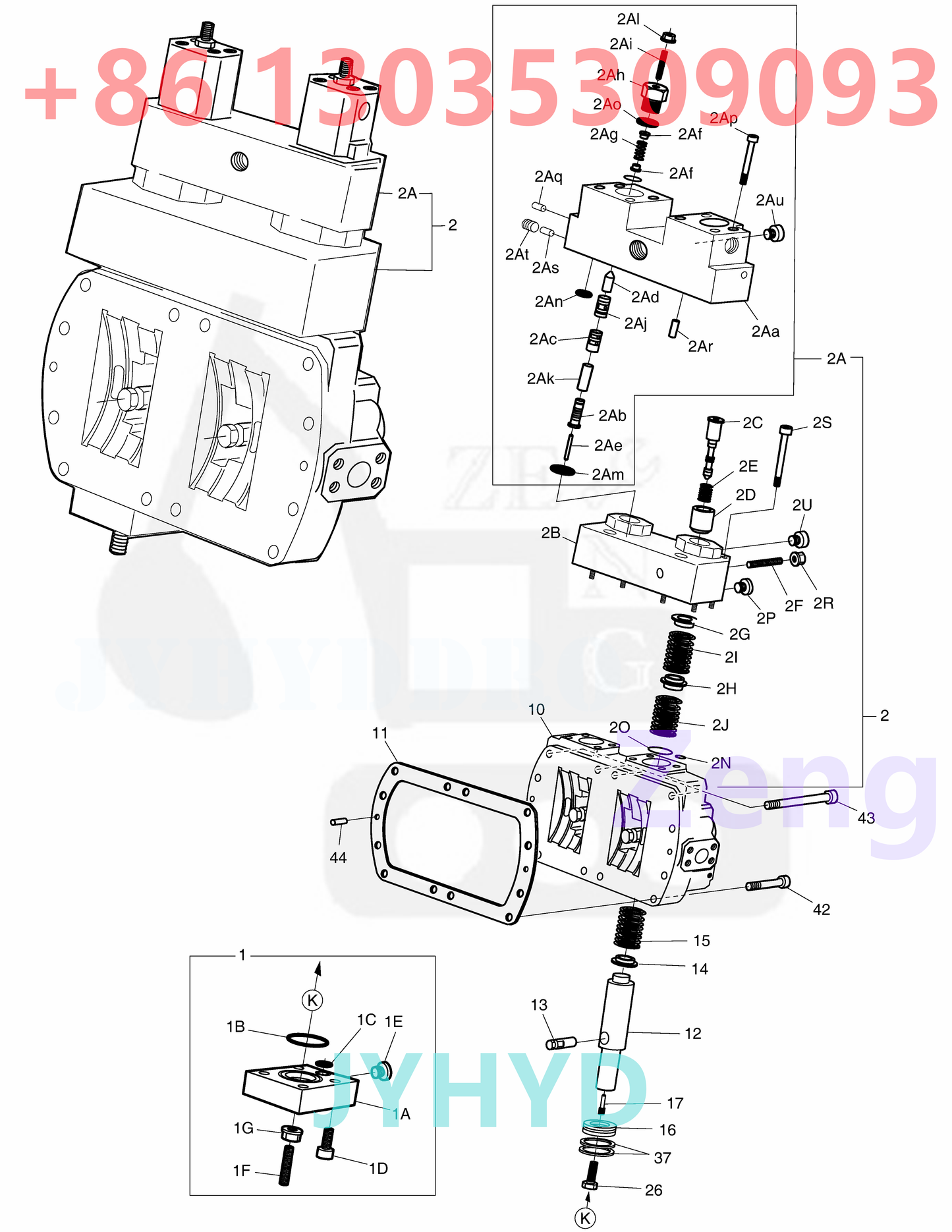 DOOSAN 400914-00250 K1004523B HYDRAULIC PUMP ROTARY GROUP AND SPARE PARTS