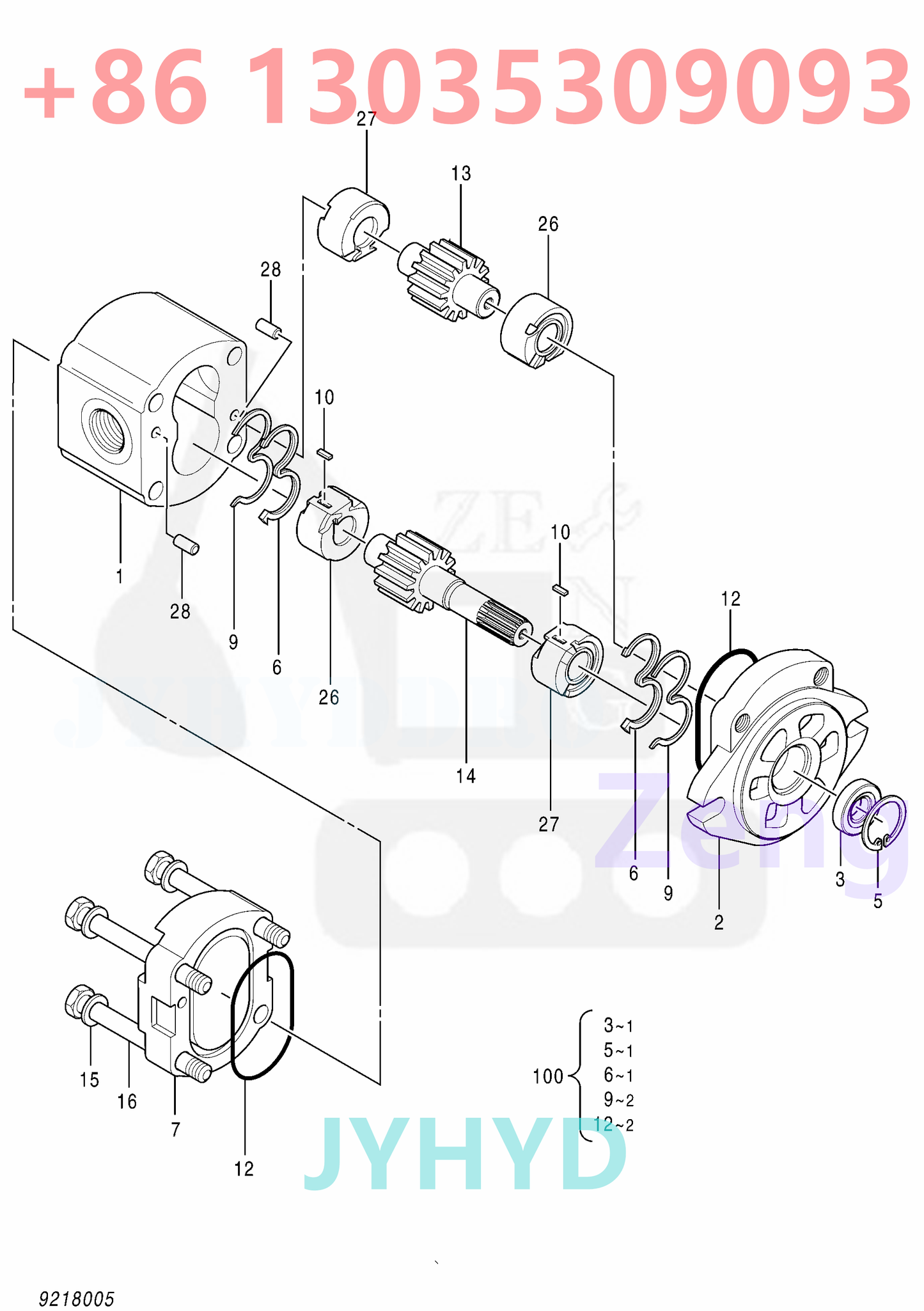 HITACHI 4432815 9184686 HYDRAULIC PUMP ROTARY GROUP AND SPARE PARTS