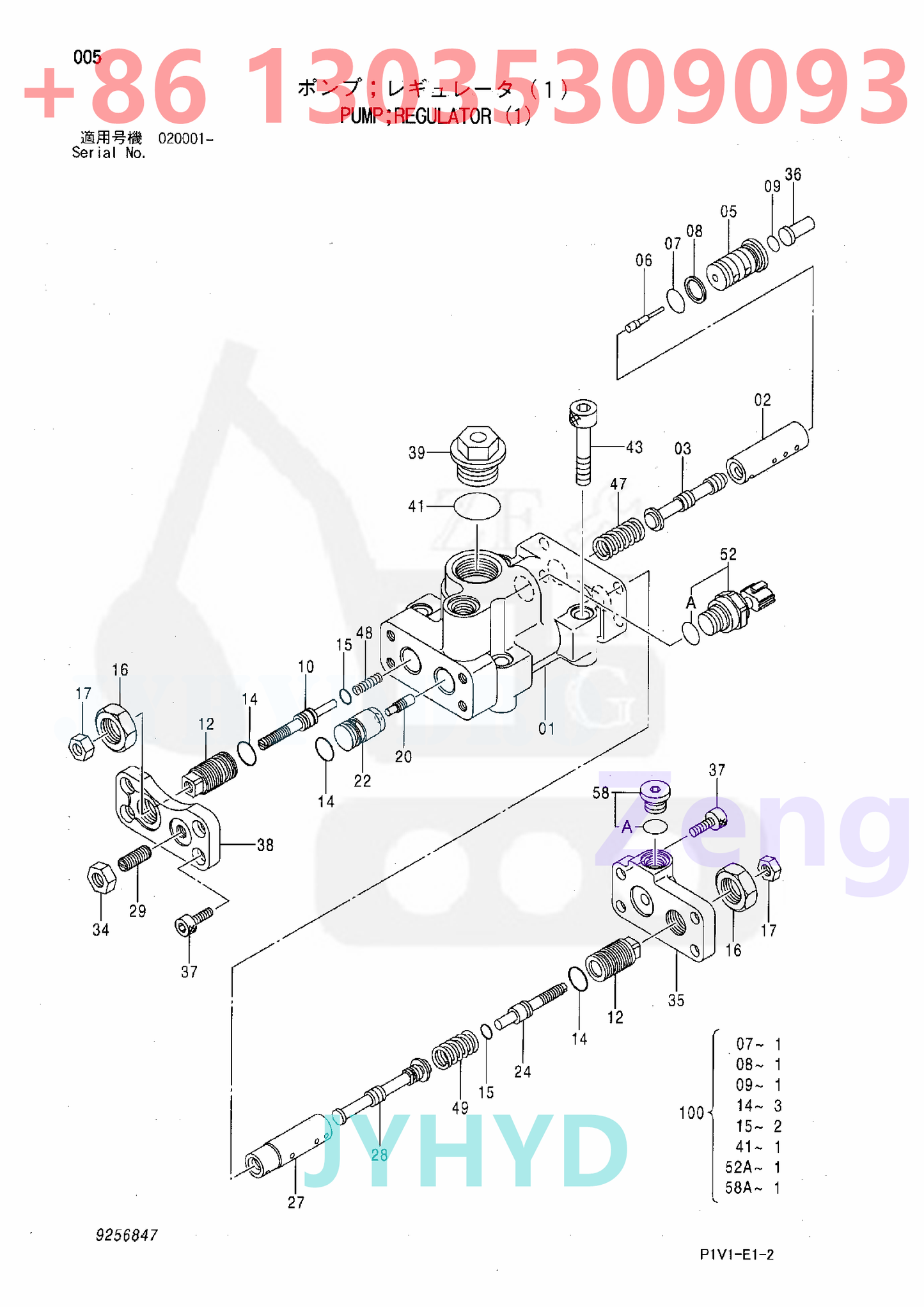 HITACHI 9256125 9257348 HYDRAULIC PUMP ROTARY GROUP