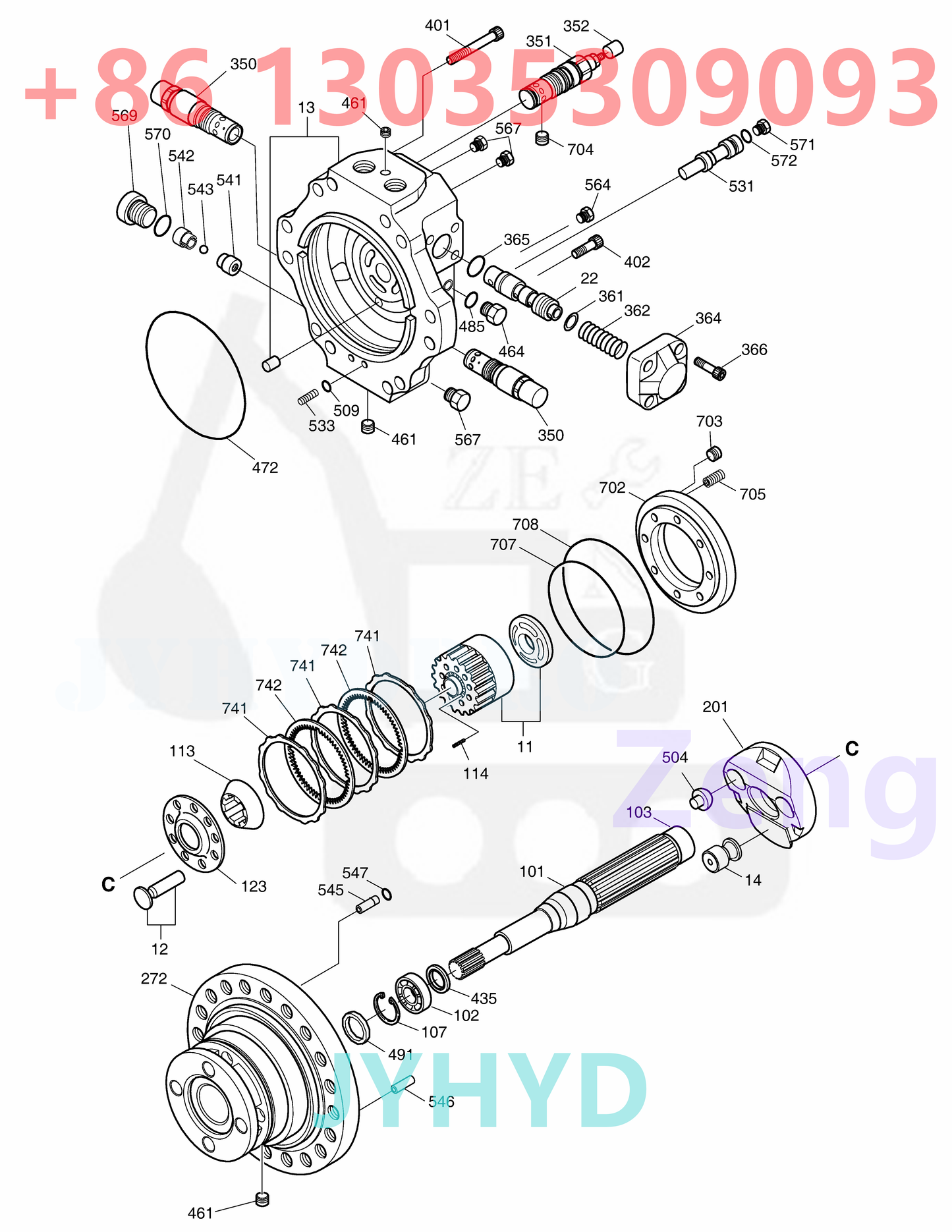 DOOSAN K1033689 TRAVEL MOTOR PARTS